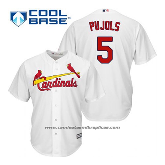 Camiseta Beisbol Hombre St. Louis Cardinals Albert Pujols 5 Blanco Primera Cool Base